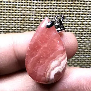 

Natural Red Rhodochrosite Necklace Pendant For Woman Man Crystal Argentina 25x16x6mm Beads Silver Water Drop Stone Jewelry AAAAA