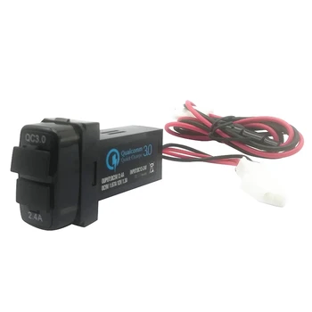 

Car Modified Car Charger Dual USB Fast Charge QC3.0 2.4A Car Charger with Red and Blue Lights for Mitsubishi
