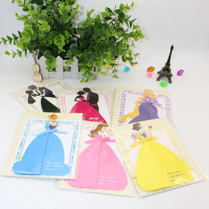 3D Snow White Cinderella Princess Greeting Card Children Birthday Wedding Party Blessing Card Invitations Valentine's Day Decors