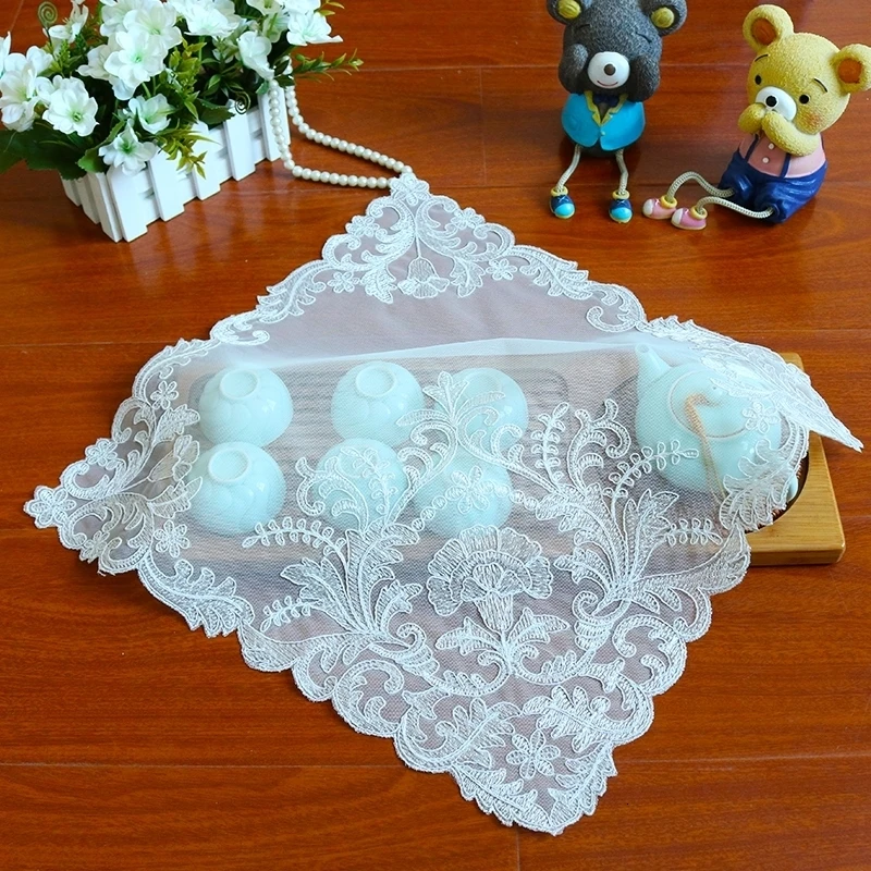 

European Lace Embroidery Exquisite Pattern Placemat Furniture Dust Cover Cloth Coffee Cup Table Mat Coaster Posavasos Doilies