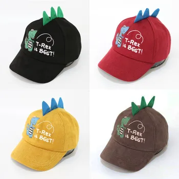 

WEIXINBUY New Kids Girl Boy Hat Children's Corduroy New Baseball Hat Kid Boys Girls Cartoon Dinosaur Corner Styling Cap