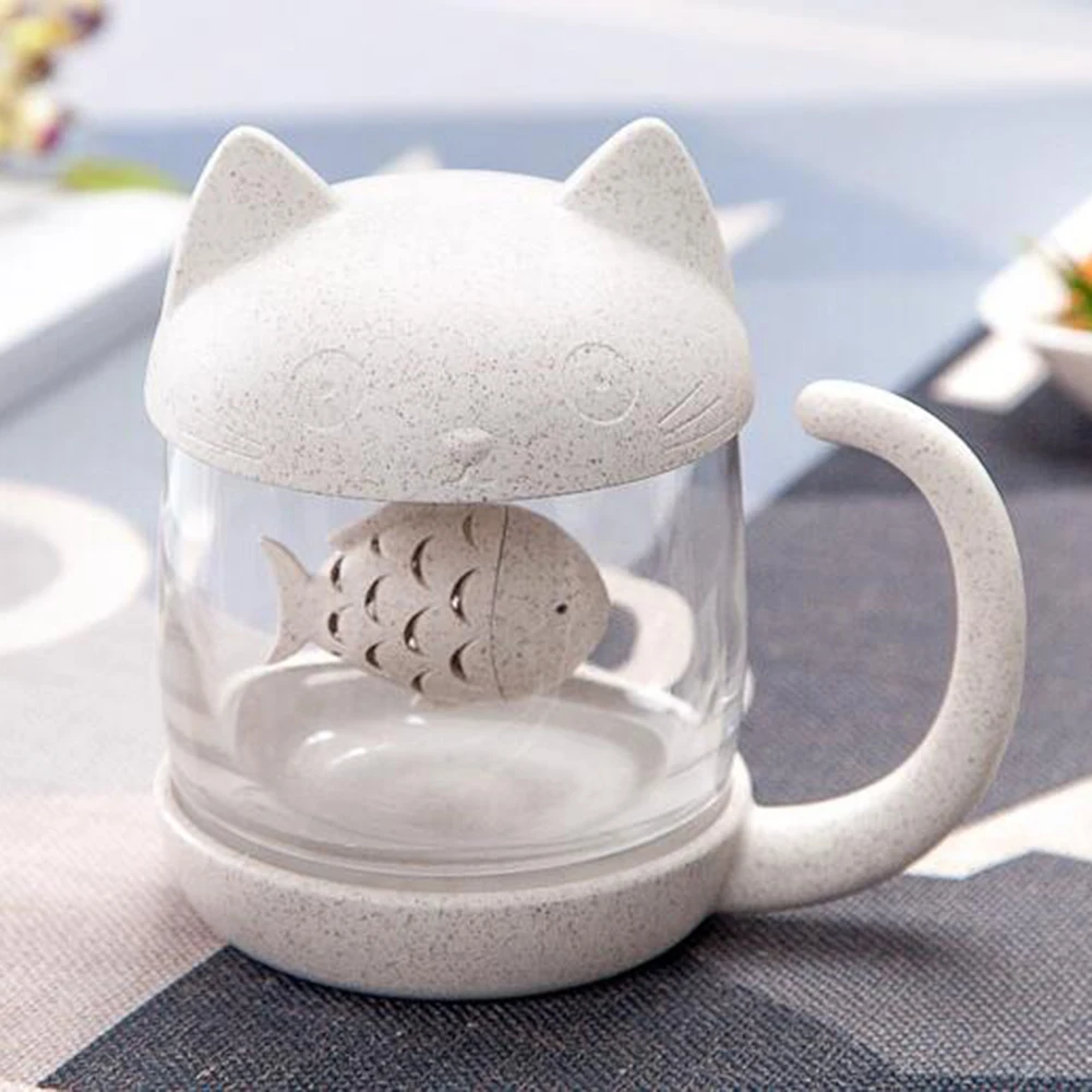 Милые кошки Крупы волокон Стекло Питьевая чашка Чай кружка с крышка фильтра посуда для напитков