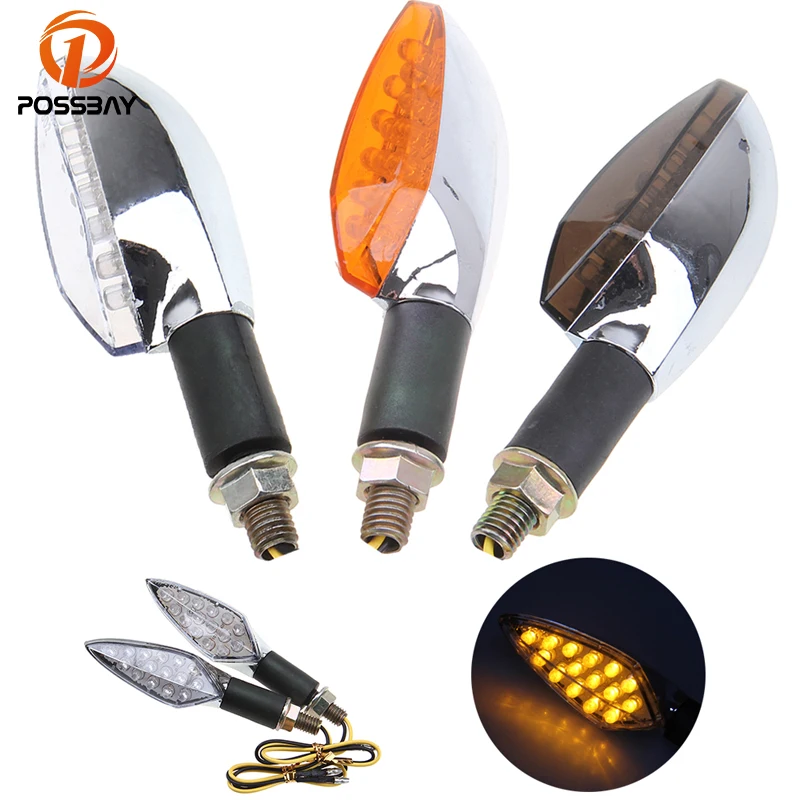 POSSBAY Amber Light Motorcycle LED Turn Signals Scooter Flasher Blinker