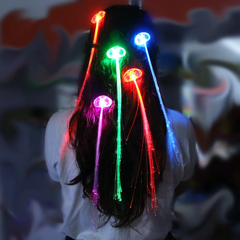 5 шт. флэш светодиодный светильник для волос излучающий волоконно-оптическое вплетение в косы светящийся парик для волос KTV для Хэллоуина, вечеринки, выпускного вечера, рождественские украшения
