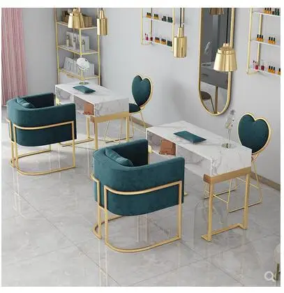 US $253.60 Nordic luxury marble manicure table and chair set highend net red manicure table single double manicure table