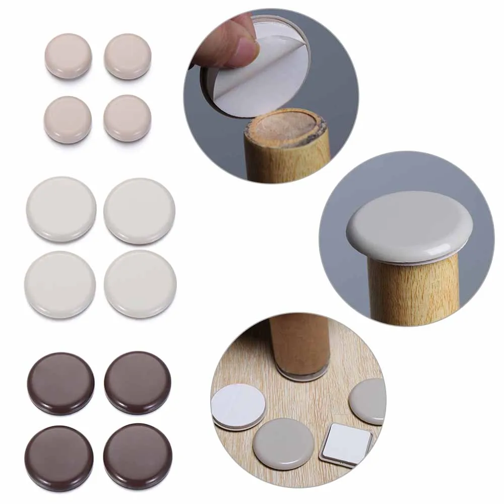 Furniture Leg Slider Pads Plastic Felt Beige Round Square