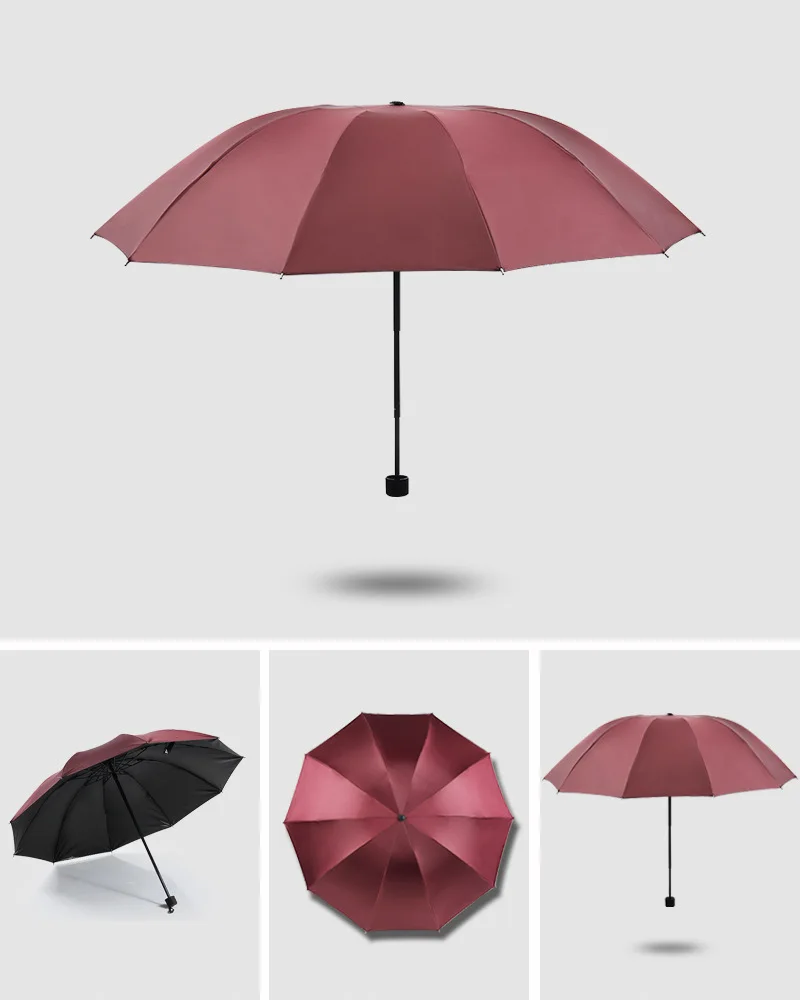 Umbrella Men And Women Extra-large 10 Bone Double Vinyl Umbrella Manual-Reverse Umbrella 4-Section Rough Umbrella Rib