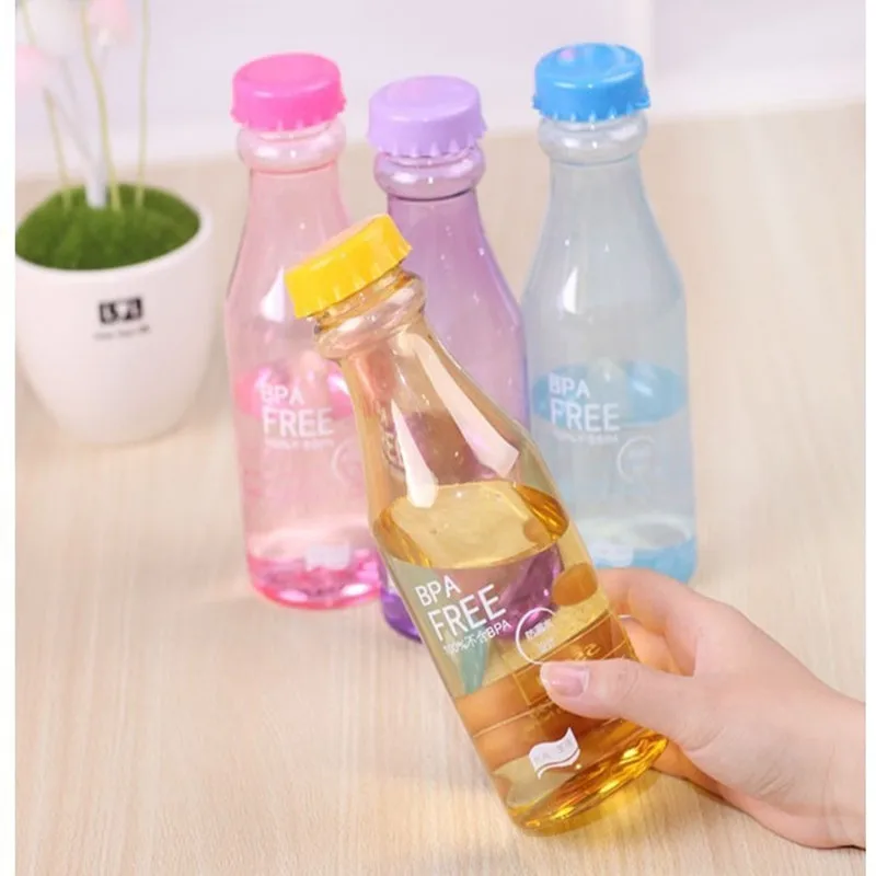 

550ML Transparent Candy Color Water Bottle Plastic Party Cup Matte Fall Resistant Drop Water Cup Sports Bottle For Camping