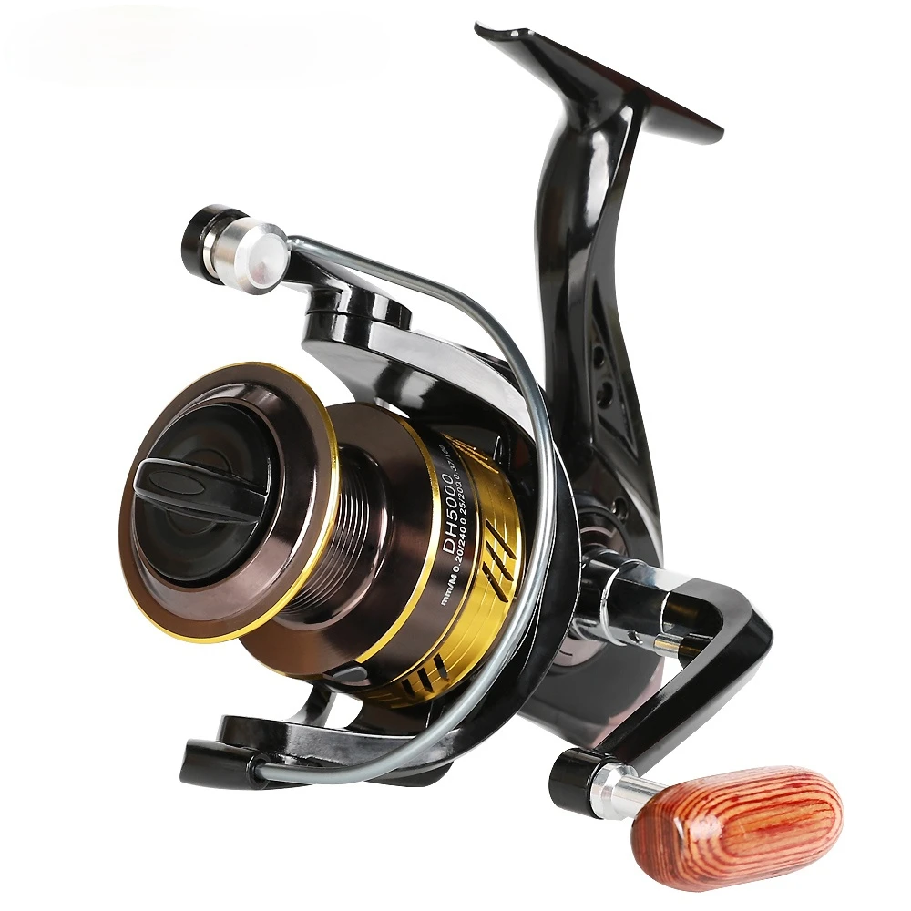 

1000-7000 Fishing Reel All Metal Spool Spinning Reel 10KG Max Drag wood Handle Spool Saltwater Fishing salt water fishing reel
