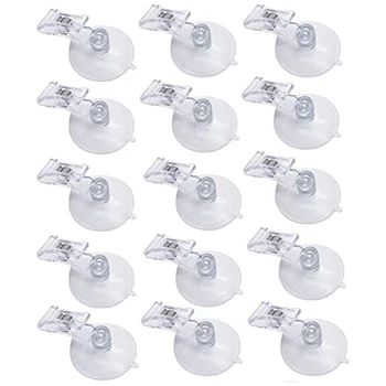 

A+15Pcs Sucker Clip Advertisement Display Business Card Holder Transparent Clip