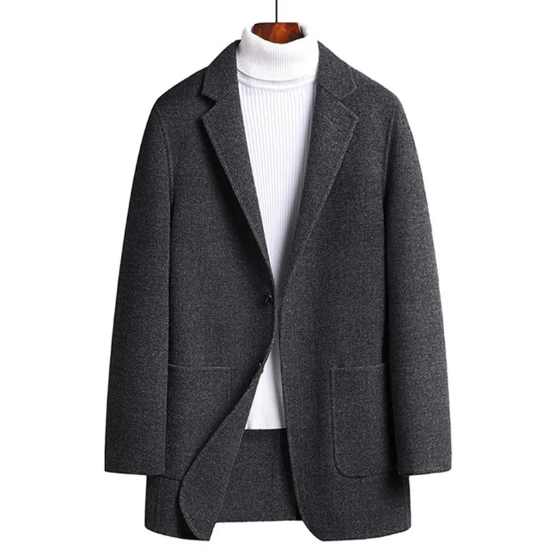 

Brand Winter 50.8% New Double side Wool Men Thick Coats Male Fashion Wool Blend Outerwear Jackets Casual Coat
