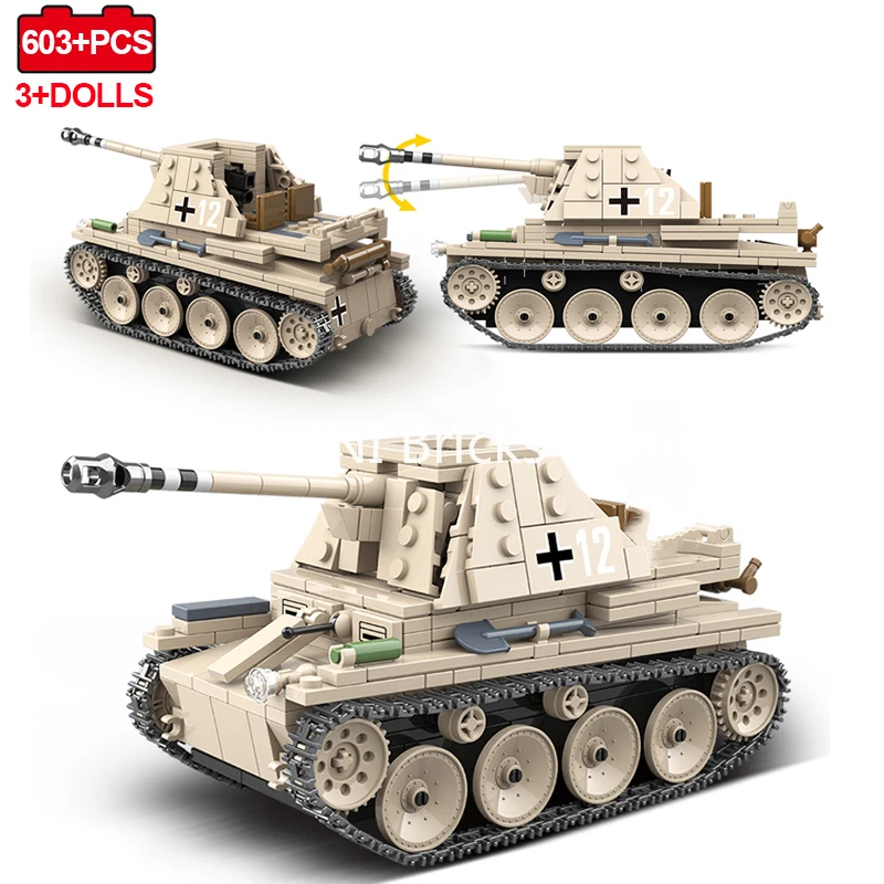 Конструктор для Lego 608 шт. военный самопистолет антитанк немецкий танк Второй