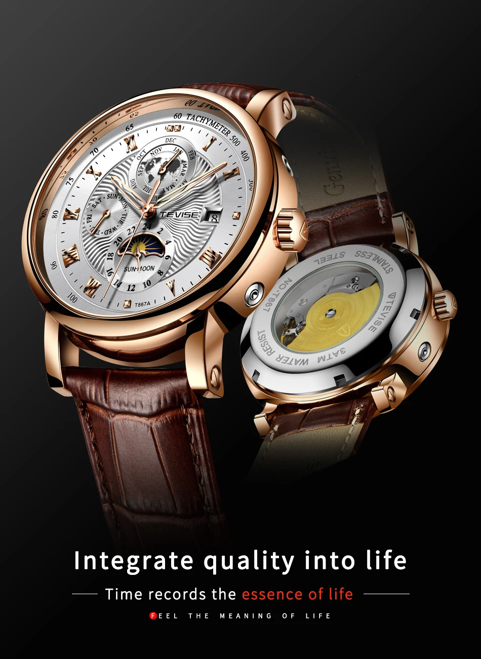 2021 New TEVISE WristWatch Men Business Automatic Mechanical Watch Fashion Luxury Tourbillon Sport Men Watches Relogio Masculino