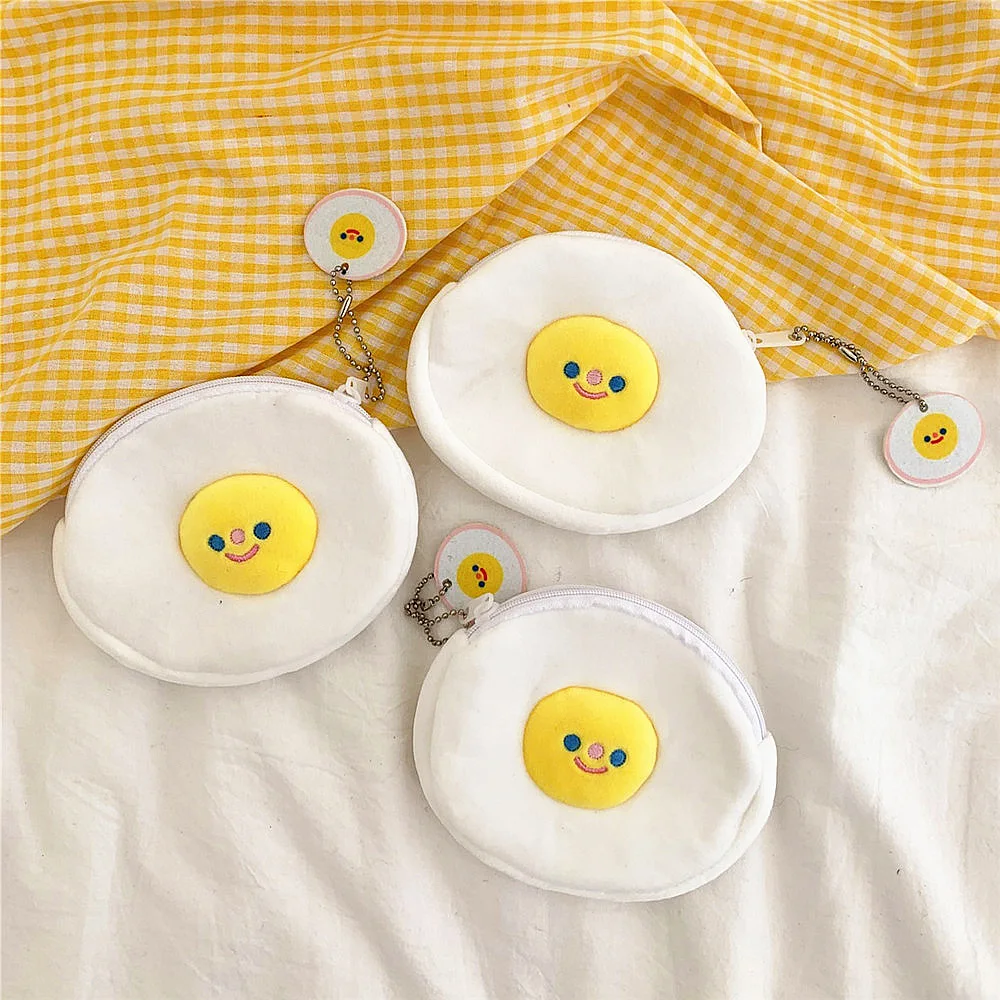 

South Korea INS-Style Cute Poached Egg Mini Modeling Plush Coin Purse Students Coin Bag Lipstick Bag