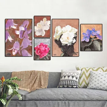 

Home Decoration Print Canvas Wall art poster oil unframde Drawings paitings Bright flowers tulips Rose Lily Blooming flower