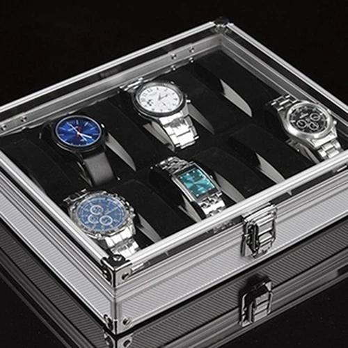 Металлическая коробка для хранения часов, чехол из алюминиевого сплава, полезные 6/12 сетки, ювелирные изделия, часы из алюминиевого сплава, коробка для хранения, чехол для часов