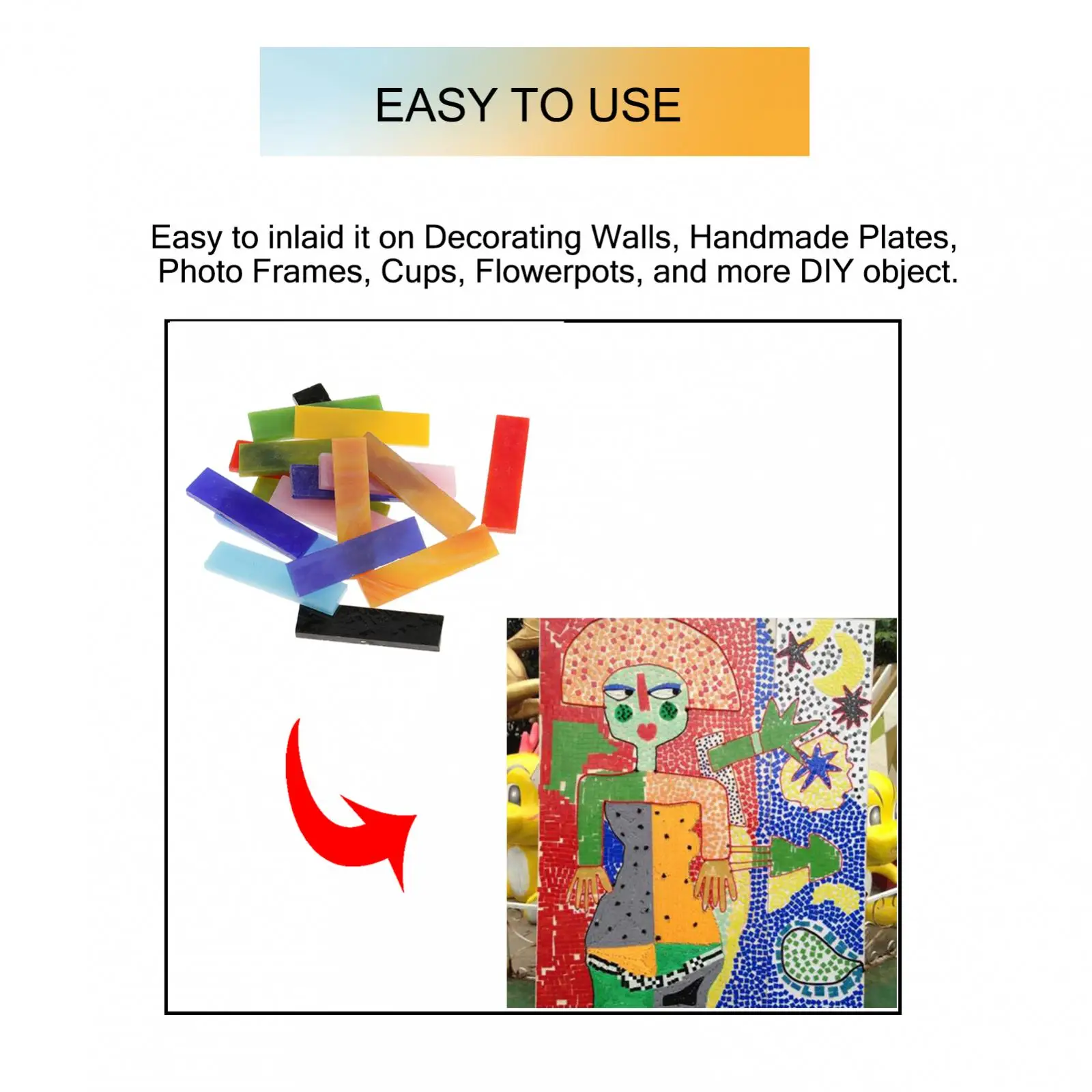 Rectangle Mosaic Tiles Stained Glass Pieces Supplies for Kids Crafts Stones