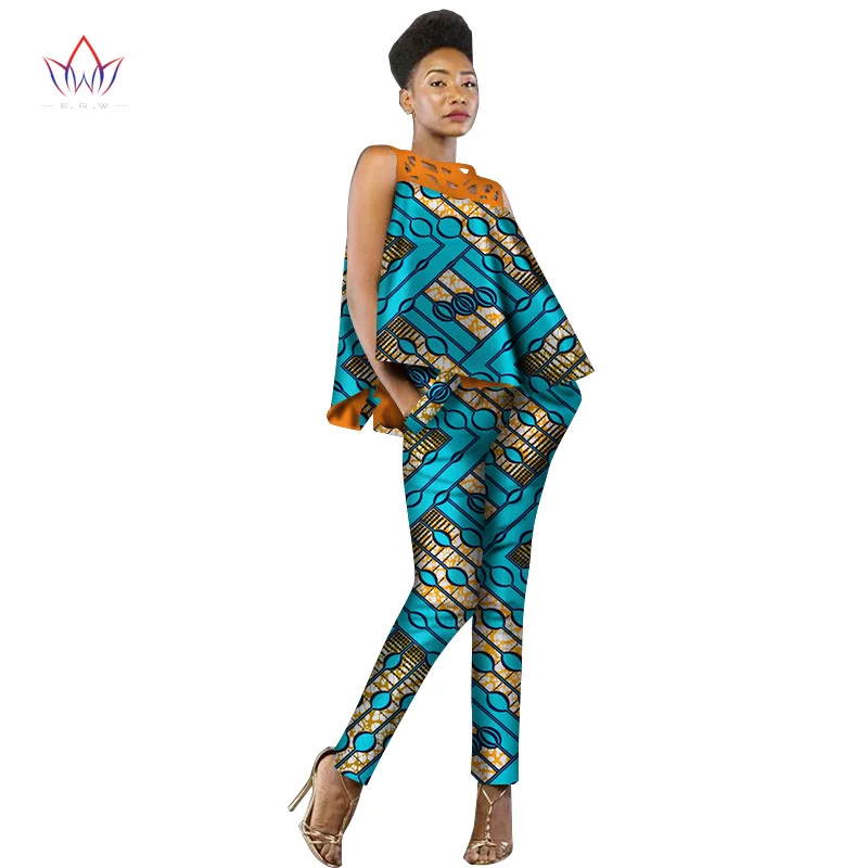 Новое модное женское платье в африканском стиле, комплект из 2 предметов, женские топы без рукавов и повседневные штаны с принтом Дашики