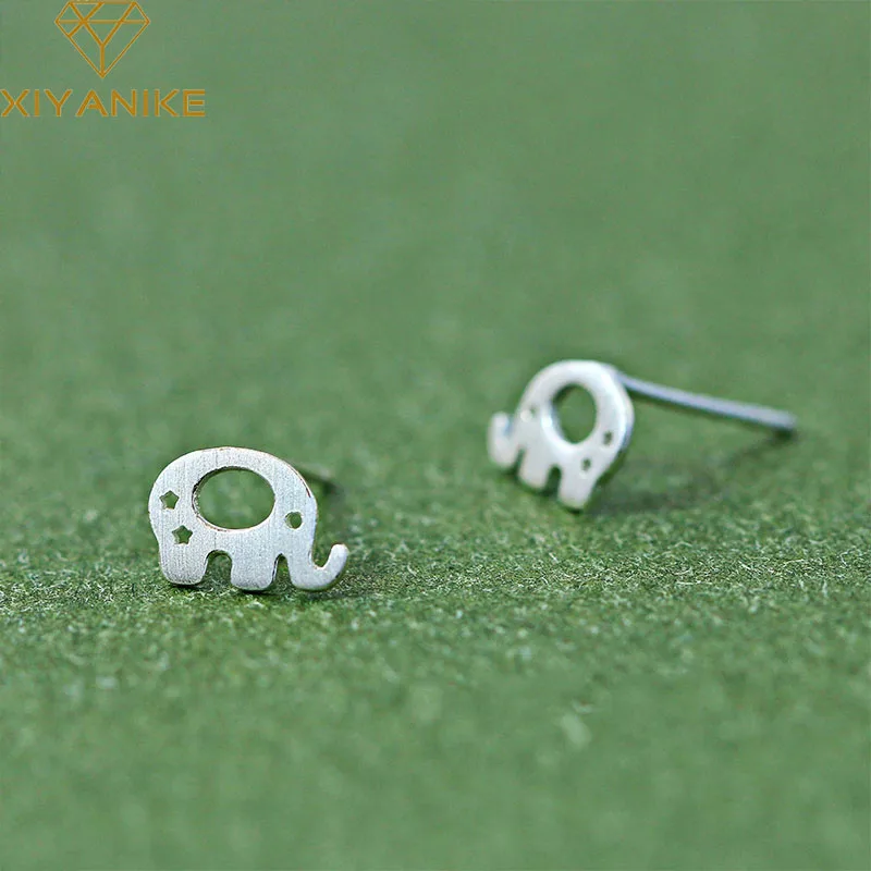 XIYANIKE 925 пробы серебряные Модные полые серьги-гвоздики в виде слона предотвращают аллергию для женщин ручной работы очаровательные ювелирные изделия аксессуары