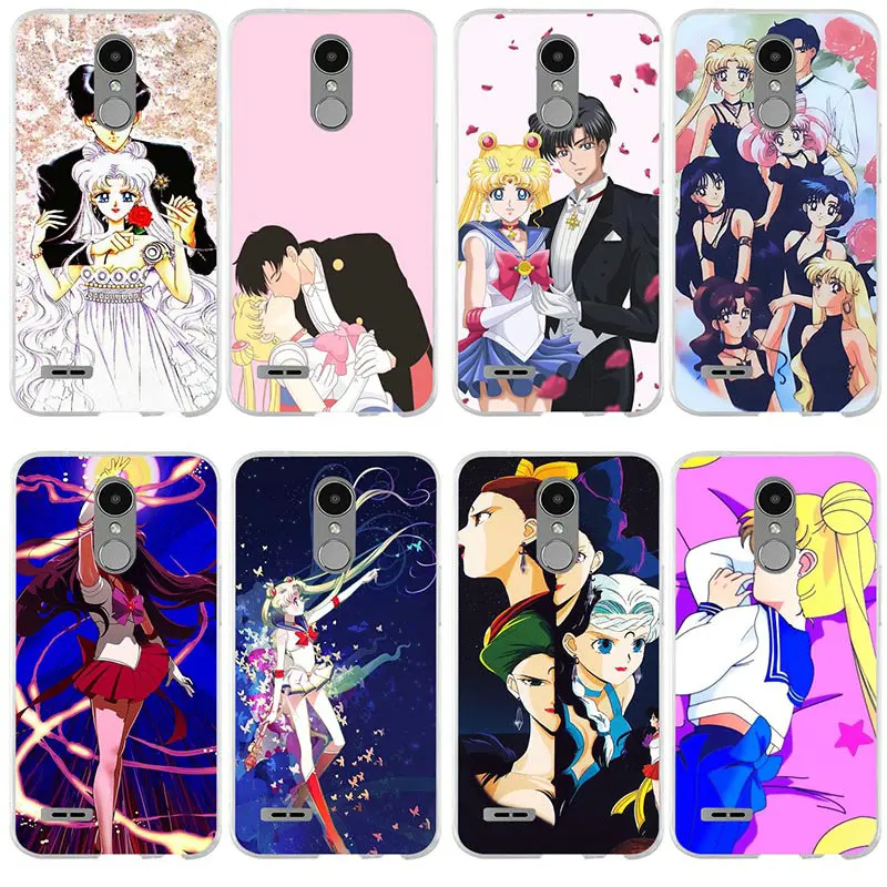 Soft TPU Cases for LG V10 V20 V30 V40 K40 K50 Q6 Q7 Q8 Q60 X Power 2 3 Nexus 5 5X Stylus Anime Sailor Moon Lune Cat Pattern |