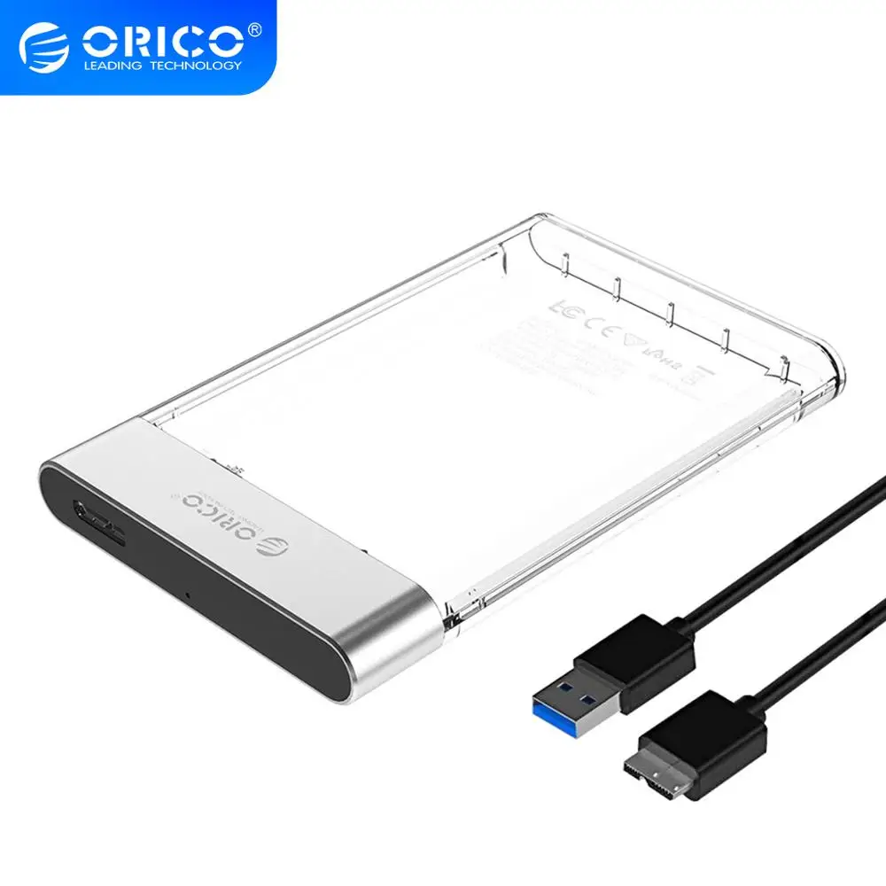 ORICO 2 5 дюймов Прозрачный чехол для жесткого диска с металлическим SATA к USB 3 0