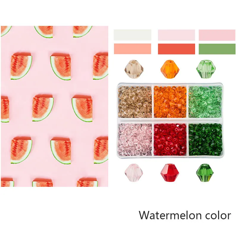 Watermelon color 600 шт 4 мм стеклянные двухконусные бусины кристаллические граненые бусины Австрия 5238 бисер вышивка для изготовления ювелирных изделий лучшие продажи цветов - Цвет: Watermelon color