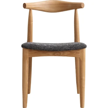 

Nordic Simple Ash Dining Chair Home All Solid Wood Soft Bag Fabric Leisure Computer Cafe Seat