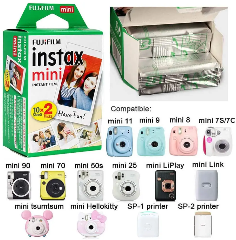 Fujifilm-papel con borde blanco para cámara instantánea, hojas de papel para Mini LiPlay 11, 9, 8, 40, 70, 90, LINK con Clip para fotos, Instax Mini _ - Mobile