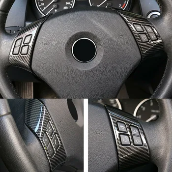 

Carbon Fiber Style Trims Black 2pcs Steering Wheel Button Frame Sticker 3-Series E90 ABS Plastic