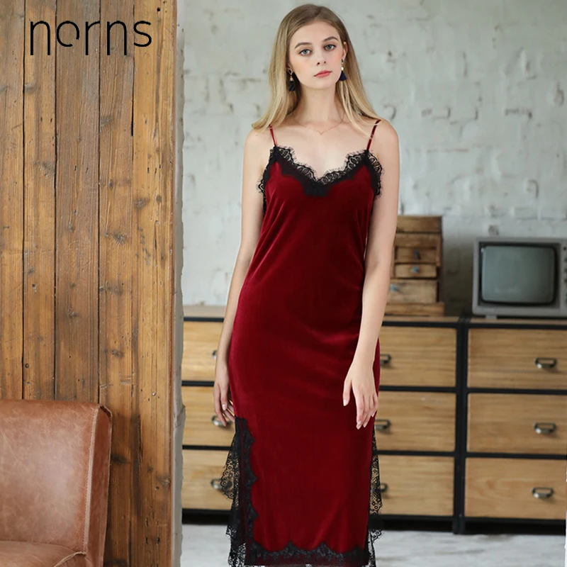 Norns новые пижамы золотые бархатные осенние и зимние женские длинные кружевные