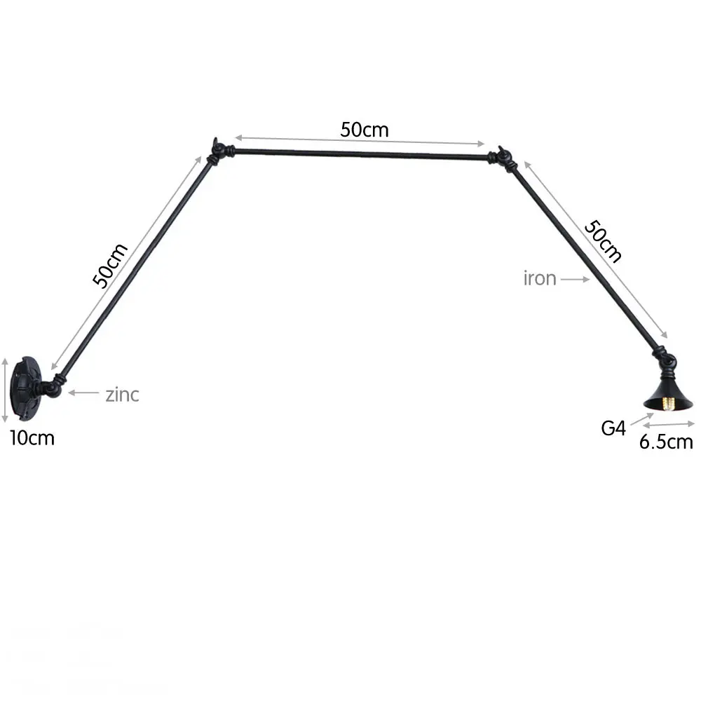 Качели настенный светильник с длинным кронштейном регулируемый шарнир Лофт складные руки Американский железный черный настенный светильник винтажный Спальня Кабинет лампы для чтения