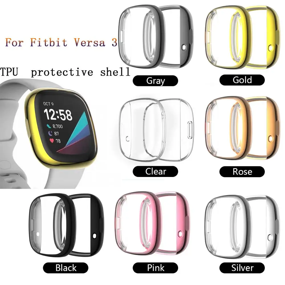 

Screen Protector Case for Fitbit Versa 3/ Sense Ultra Slim Soft TPU Smart Watch Cover for Fitbit Versa3 Protective Bumper Shell