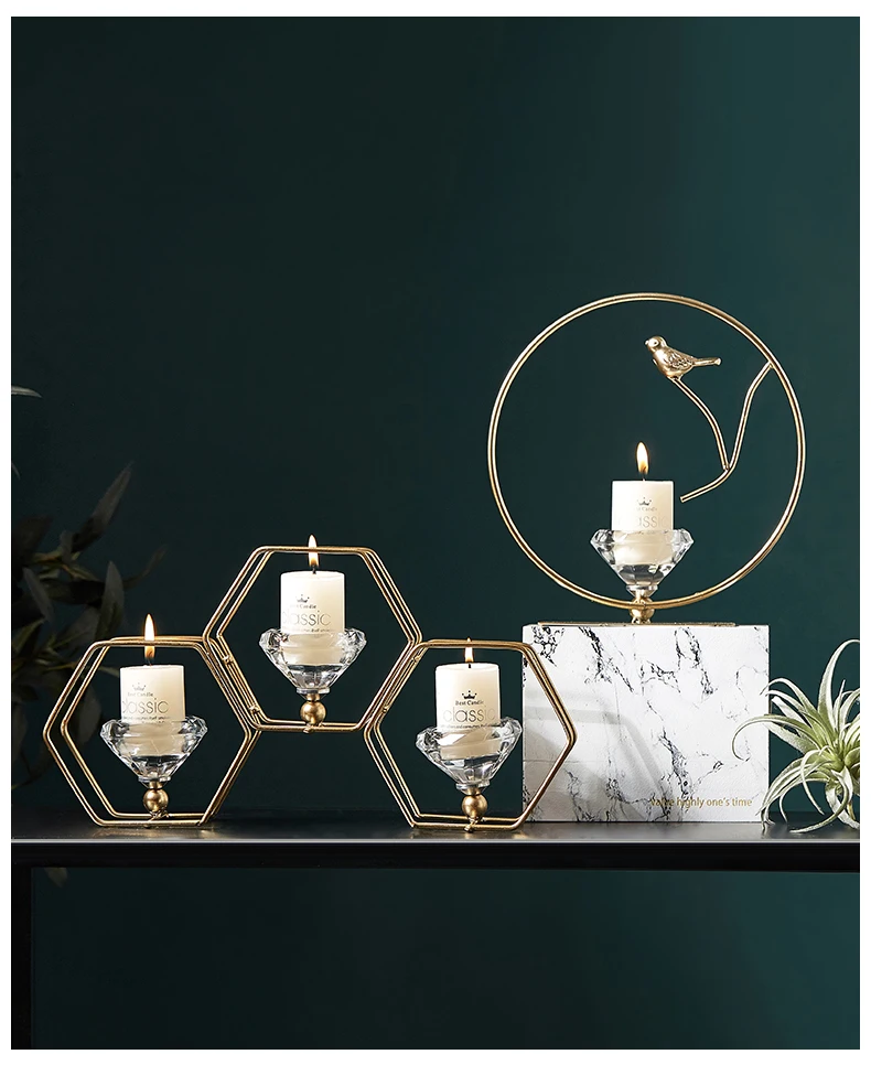 Nordic style Bird cage shaped candlestick home decoration accessories Living room bedroom dining table Romantic couple dating