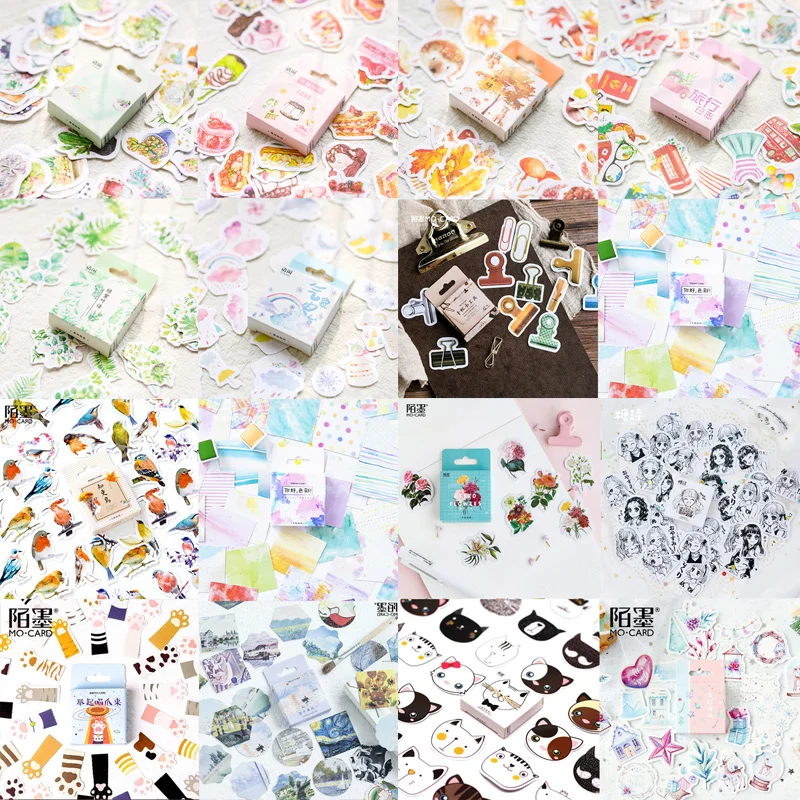 

4Packs/set Plant Animal Girls Cat Stickers Memo Pads Posted It Planner Scrapbooking Stickers Stationery Escolar School Supplies