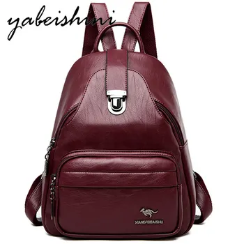 

New Classic ladies backpack With door lock womens leather traveling backpack Sac A Dos school bag Women's Shoulder Bags Mochilas