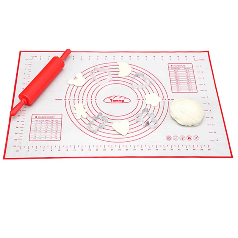 60*40/40*30 см силиконовый коврик для выпечки со шкалой прокатки теста коврик для замеса теста антипригарный кондитерский лист Печь вкладыш - Цвет: 40x60cm red