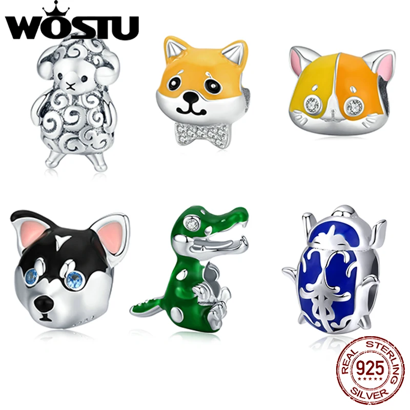 

WOSTU Turtle 925 Sterling Silver Beads Charms 925 Silver Original For Bracelet Animal original Beads Jewelry Bracelet Making