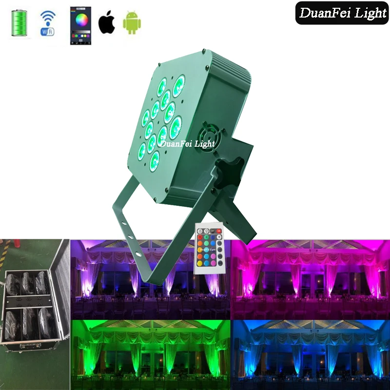 

2lot white led wall washer par battery powered flat par phone app control led par 12x18w