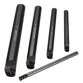 

5Pcs 7/10/12/16/20mm SCLCR09 Lathe Boring Bar Turning Tool Set+5x CCMT Inserts