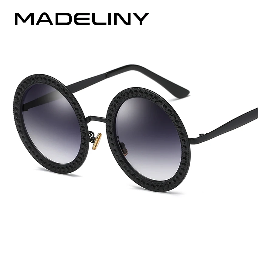 MADELINY новая Стразы круглые солнцезащитные очки для женщин Ретро стиль
