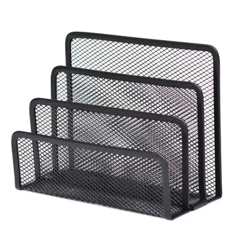 

Black Metal Pen Holder Book Stand Desktop Organizer Home Office Document File Storage Shelf Stationery Rack