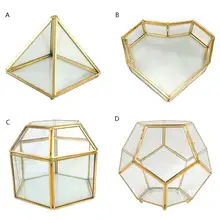 Геометрическая прозрачная стеклянная стильная коробочка для драгоценностей контейнер для стола для демонстрации ювелирных изделий Keepsakes дома декоративные растения контейнер