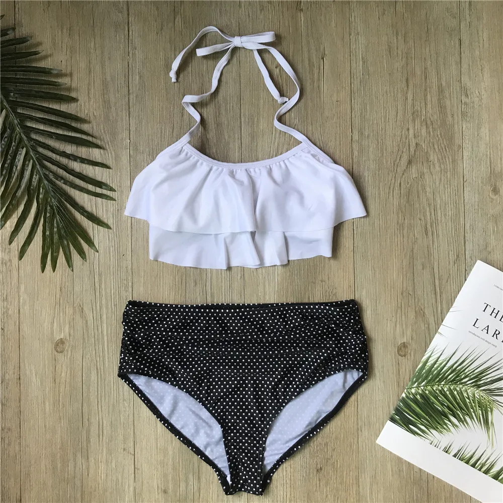 Children Girls Bikini Set falbala two-pieces swimming suit summer halter kids girl swimwear swimsuit bandage bathing suit children swimsuit