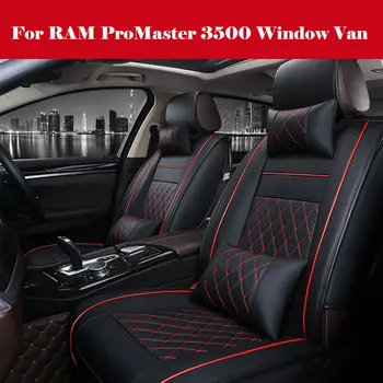

Luxury Car Seat Cover 100% PU Leather 5 Seats Front+Rear SUV Cushions Universal Seat cushion For RAM ProMaster 3500 Window Van