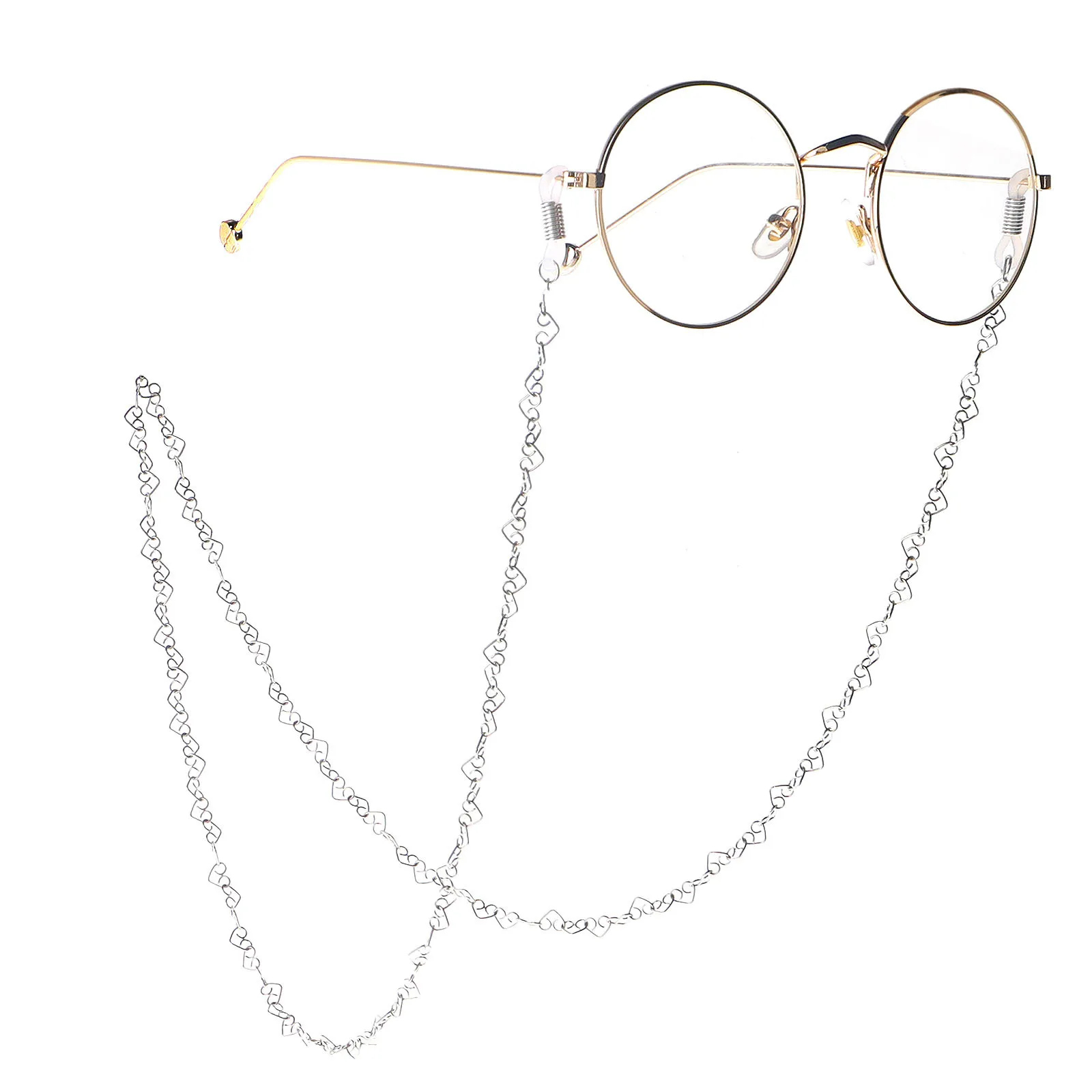 

Steel Color Stainless Steel Peach Heart Handmade Chain Sun Glasses Chain Does Not Fade Maintains Color Anti-slip Glasses Chain
