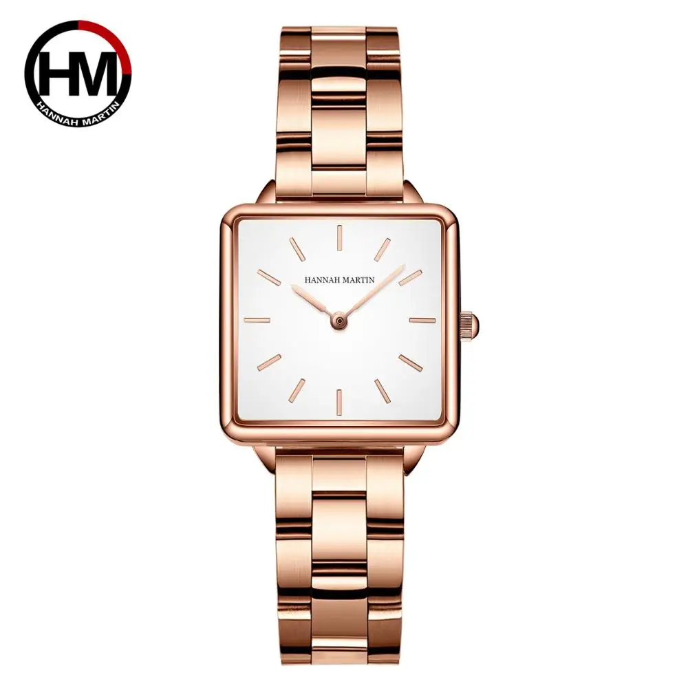 Simple Design New Style Band Japan Quartz Rose Gold Fashion Casual Brand Free Shipping Wristwatch Lady Square Watches For Women 13
