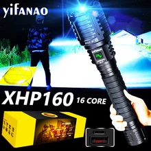 Najmocniejsza latarka LED XHP160 16 rdzeń Usb akumulator latarka taktyczna Zoom latarka myśliwska Xlamp jako 10000mAH Power bank