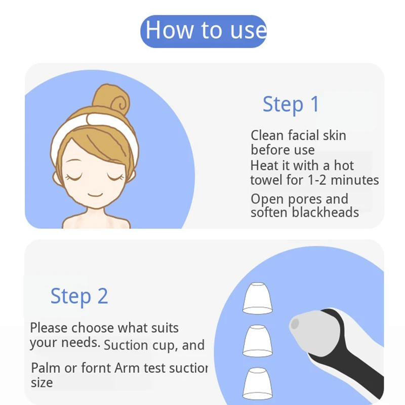 Dispositivo de Rejuvenescimento da Pele Limpa dos Poros do Vácuo do Dispositivo da Cabeça Preta da Sucção Elétrica 11 Utensílios de cuidado facial