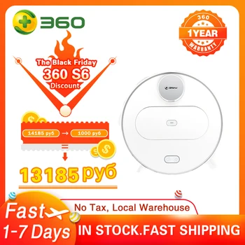 

360 S6 Robot Vacuum Cleaner 1800Pa Suction Mopping Sweeping Mode APP Remote Control LDS Lidar SLAM Algorithm