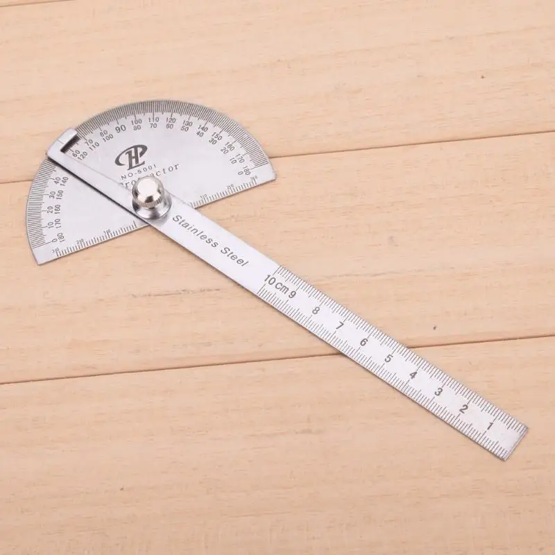 180 Degree Adjustable Protractor Multifunction Stainless Steel Roundhead Angle Ruler Mathematics Measuring Tool | Инструменты